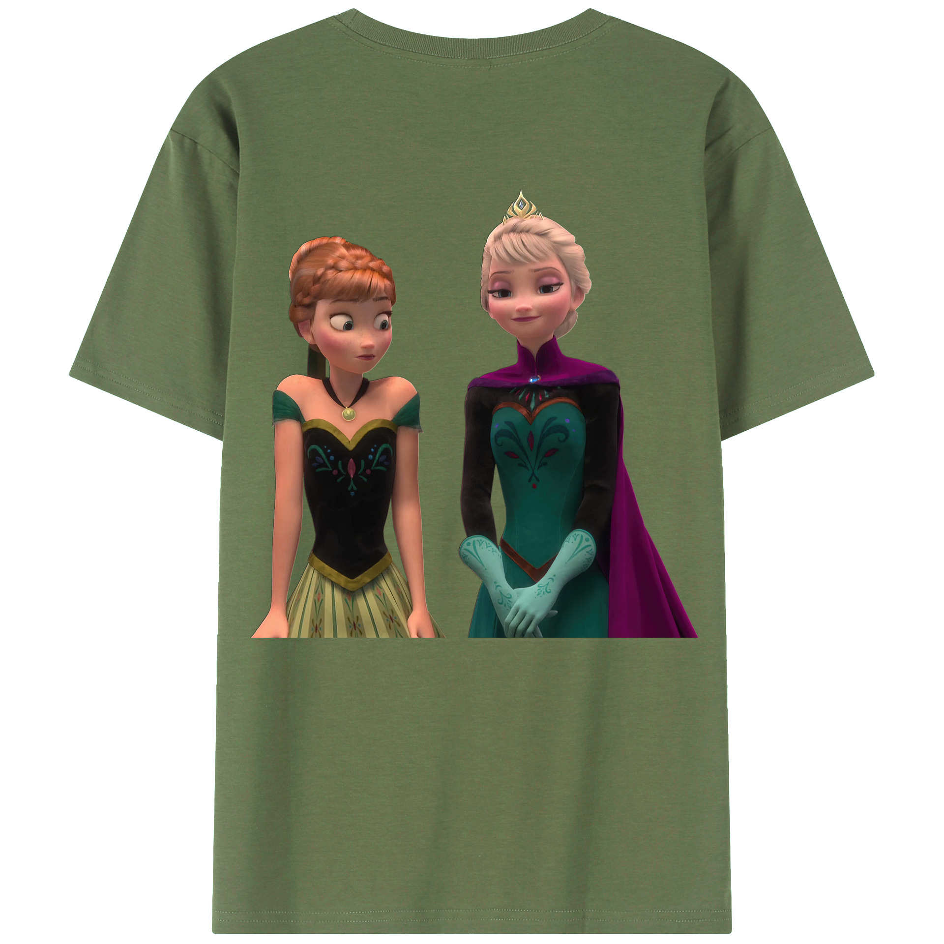 （画像用） アナと雪の女王 アンナ エルサ Frozen Anna Elsa 綿100％ メンズ半袖Tシャツ（バックプリント） 通気性